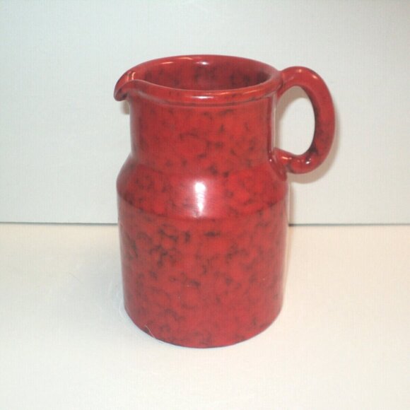 Vintage Peasant Village Italy Pottery Pitcher Red Black Mottled 6" H 66328 1970 - Picture 3 of 6